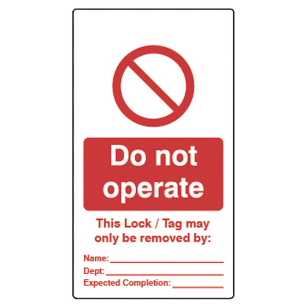 ASEC Double Sided Lockout Tagout Tags `Do Not Operate`