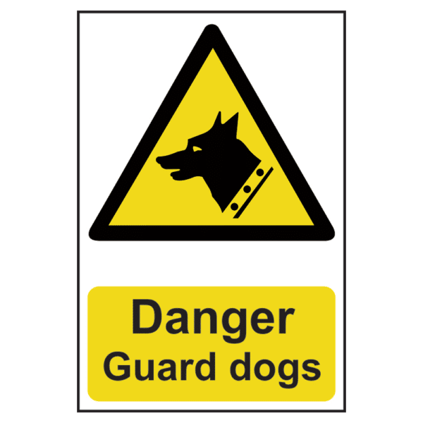 ASEC `Danger: Guard Dogs` Sign 200mm x 300mm