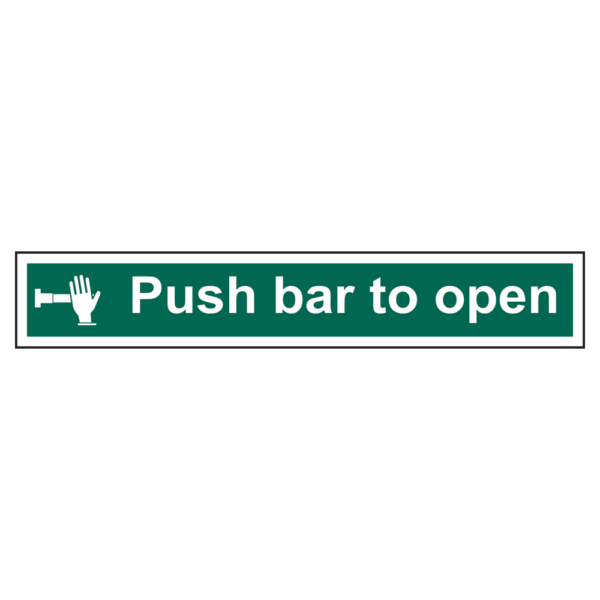 ASEC `Push Bar To Open` Sign 600mm x 100mm