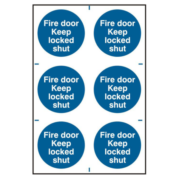 ASEC `Fire Door Keep Locked Shut` 200mm x 300mm PVC Self Adhesive Sign