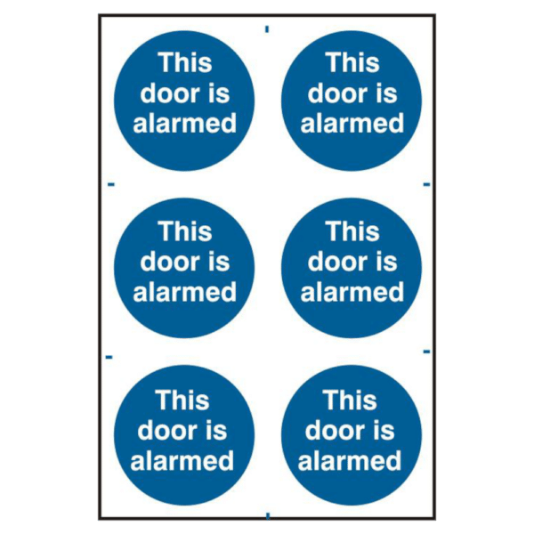 ASEC `This Door Is Alarmed` 200mm x 300mm PVC Self Adhesive Sign