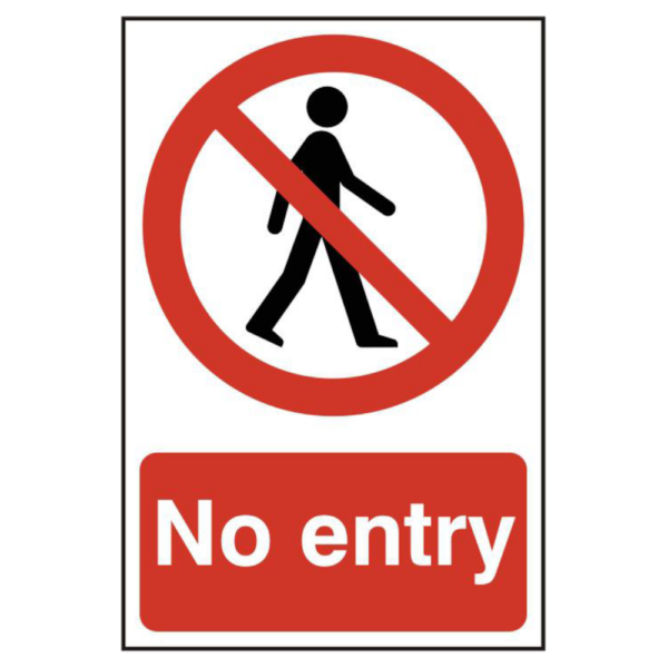 ASEC `No Entry` 200mm x 300mm PVC Self Adhesive Sign