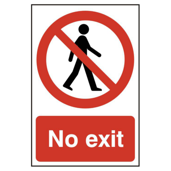 ASEC `No Exit` 200mm x 300mm PVC Self Adhesive Sign