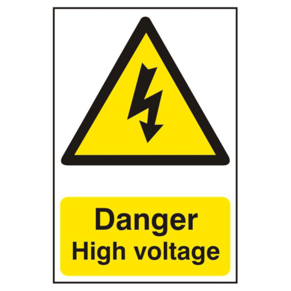 ASEC `Danger High Voltage` 200mm x 300mm PVC Self Adhesive Sign