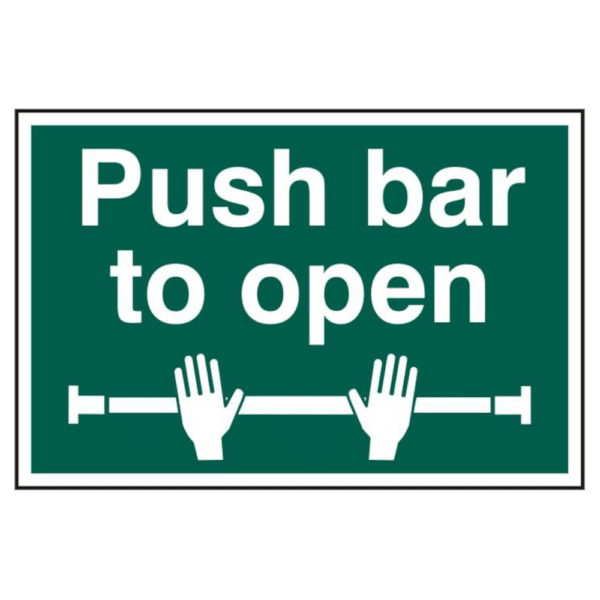 ASEC `Push Bar To Open` 200mm x 300mm PVC Self Adhesive Sign