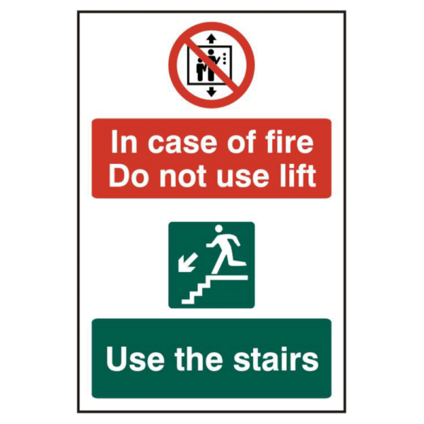 ASEC `In Case Of Fire Do Not Use Lift` 200mm x 300mm PVC Self Adhesive Sign