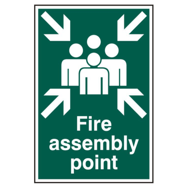 ASEC `Fire Assembly Point 200mm x 300mm PVC Self Adhesive Sign