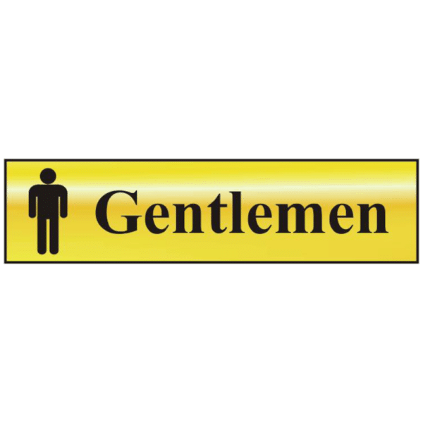 ASEC `Gentlemen` 200mm x 50mm Gold Self Adhesive Sign