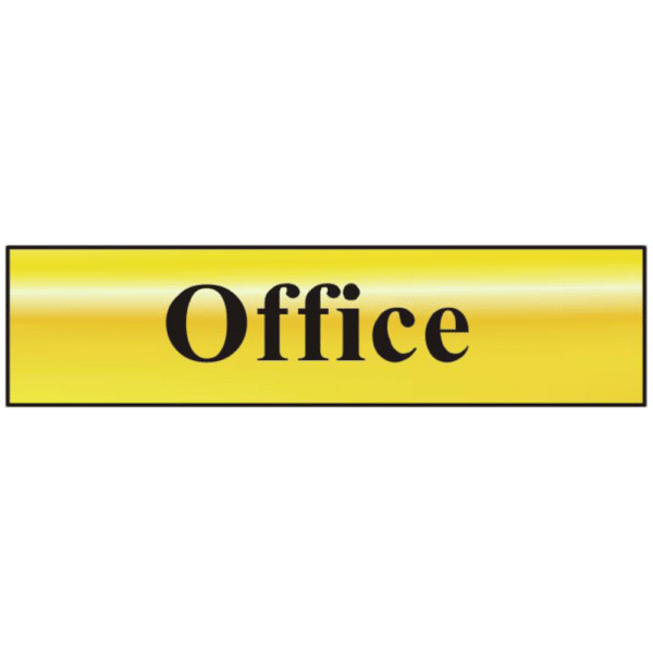 ASEC `Office` 200mm x 50mm Gold Self Adhesive Sign