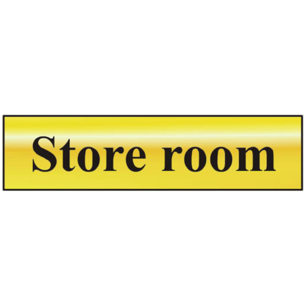 ASEC `Store Room` 200mm x 50mm Gold Self Adhesive Sign