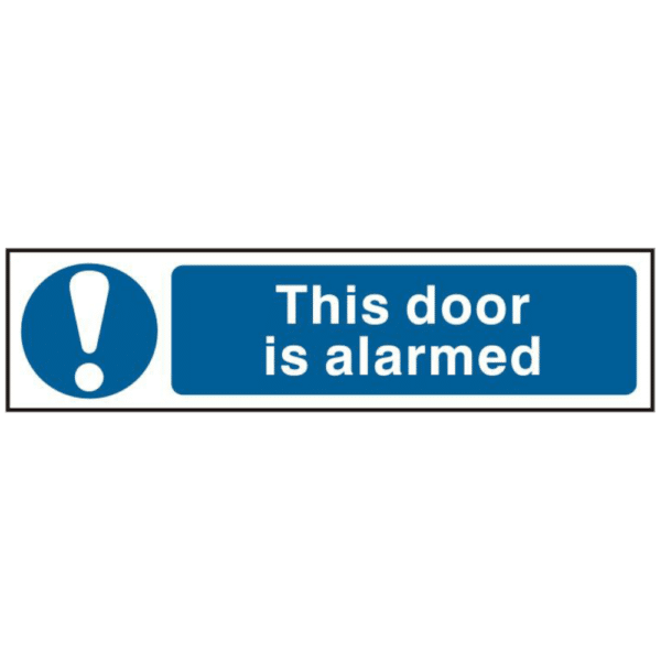 ASEC `This Door Is Alarmed` 200mm x 50mm PVC Self Adhesive Sign