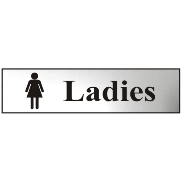 ASEC `Ladies` 200mm x 50mm Chrome Self Adhesive Sign