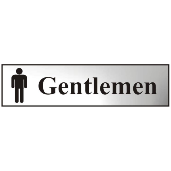 ASEC `Gentlemen` 200mm x 50mm Chrome Self Adhesive Sign