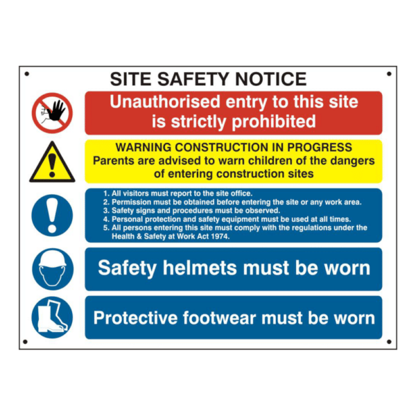 ASEC Composite Site Safety Poster 800mm x 600mm PVC Sign