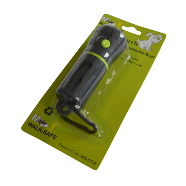 MINDER Walk-Safe Eco Dog Torch with Biodegradable Poo Bags