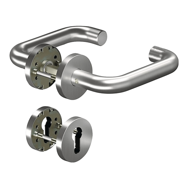 DORMAKABA Ogro Core Round Bar Return Lever Handle Set To Suit SVP Lock Stainless Steel