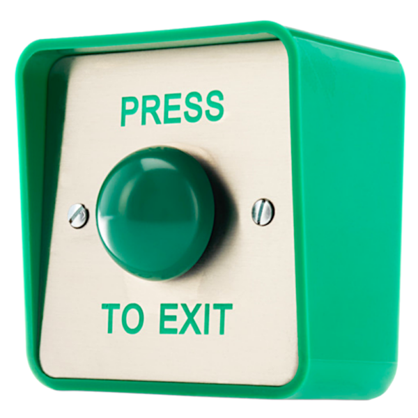 ICS Exit Button Green Dome Surface Fitting 1 Gang Low Duty