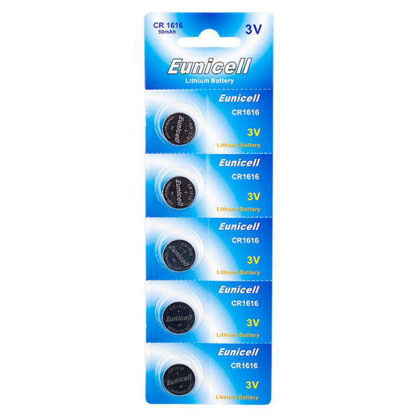 EUNICELL 3V CR1616 Button Cell Battery (5 PER CARD)