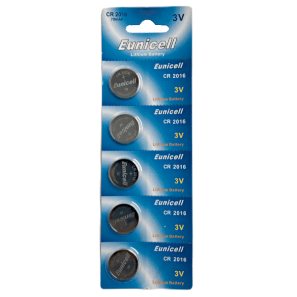 EUNICELL 3V CR2016 Button Cell Battery (5 PER CARD)