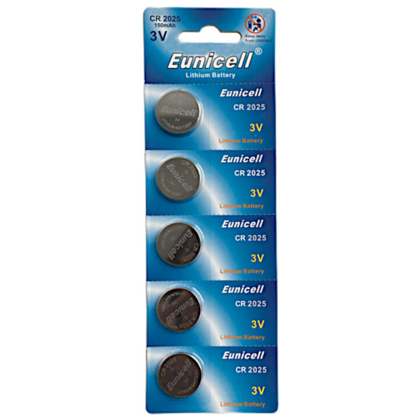 EUNICELL 3V CR2025 Button Cell Battery (5 PER CARD)