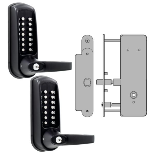 CODELOCKS CL0630 Back To Back Digital Lock Black Marine Grade With XTD Gate Lock