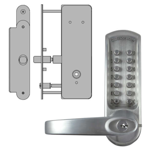 CODELOCKS CL0630 / CL0635 Digital Lock Brushed Steel With XTD Gate Lock