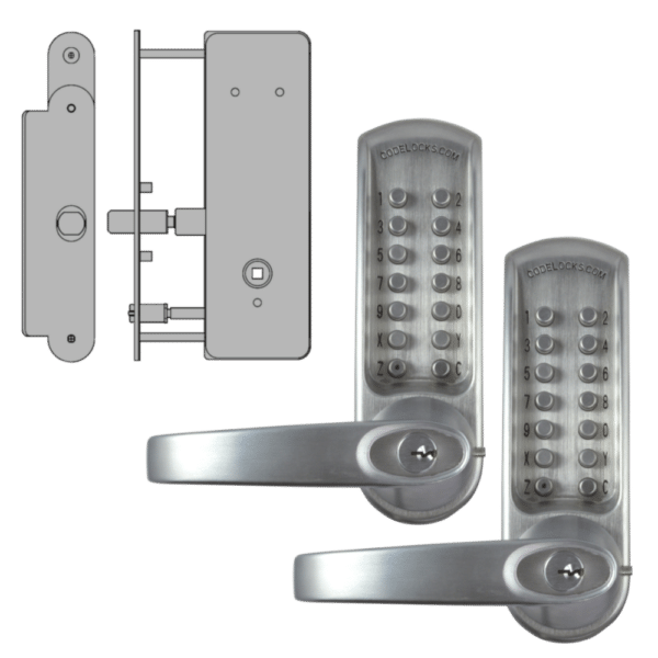 CODELOCKS CL0630 / CL0635 Back To Back Digital Lock Brushed Steel With XTD Gate Lock