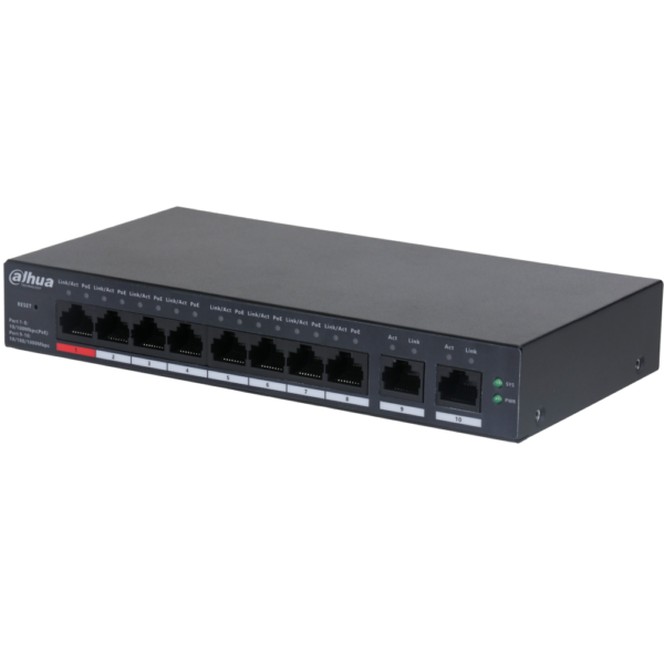 DAHUA Network Switch 10 Ports (8 x PoE) Cloud Management Via Dolynk CS4010-8ET-110